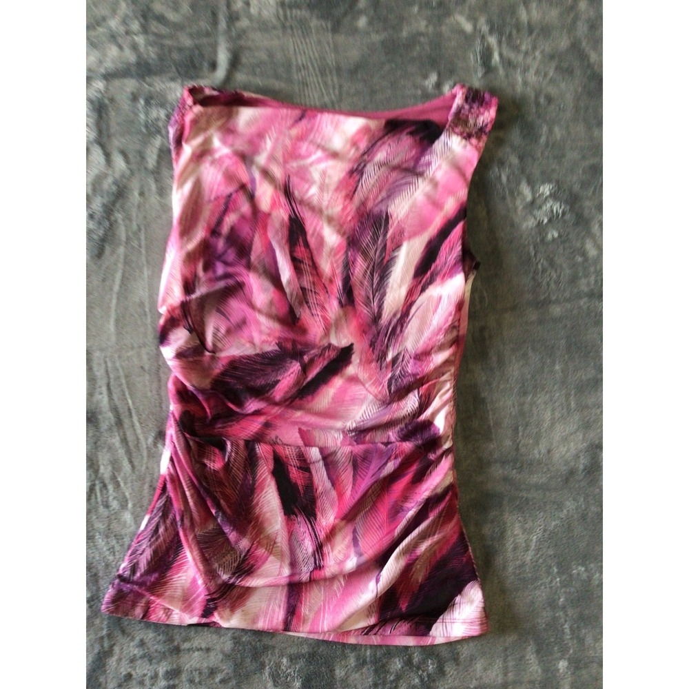 New York & Company Size Medium Feather Semi Sheer Tank Top Blouse